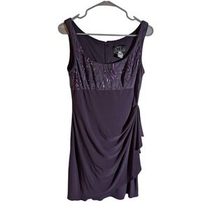 Alex Evenings Dress Purple Sequin‎ Party Cocktail Petite Size 8P